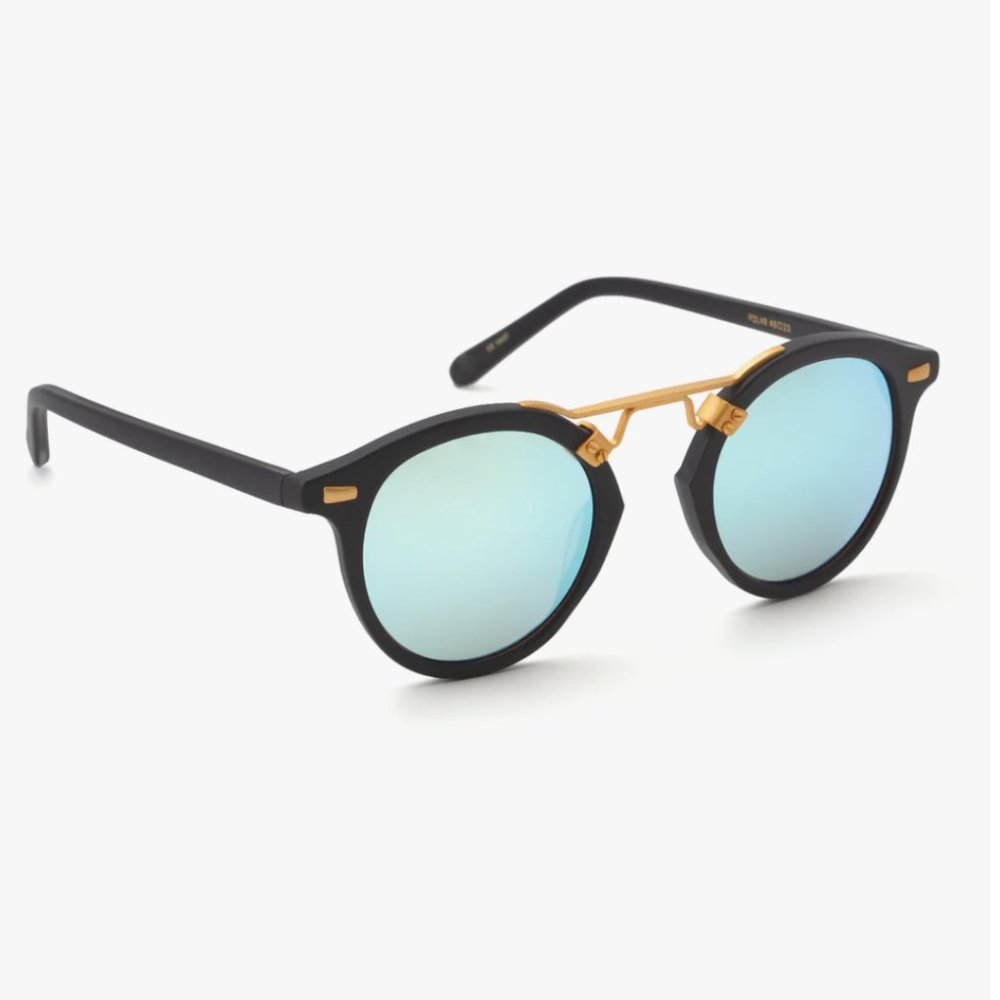 Krewe St. Lous Sunglasses | Black & Blue Mirrored